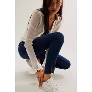 FRAME Le High Skinny Side Slit Ankle Jeans ONIN Onyx Indigo 28 US 6 Small